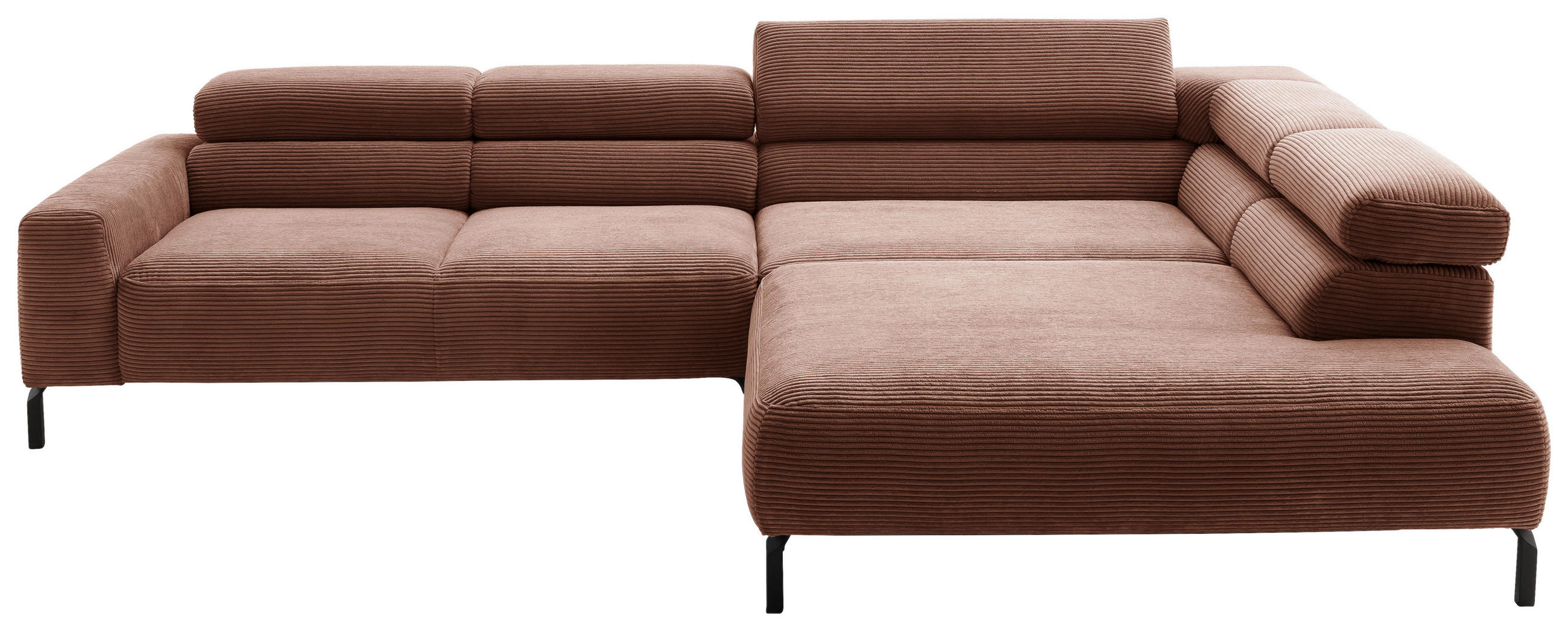 ECKSOFA Rostfarben Cord  - Rostfarben/Schwarz, MODERN, Textil/Metall (309/219cm) - Pure Home Lifestyle