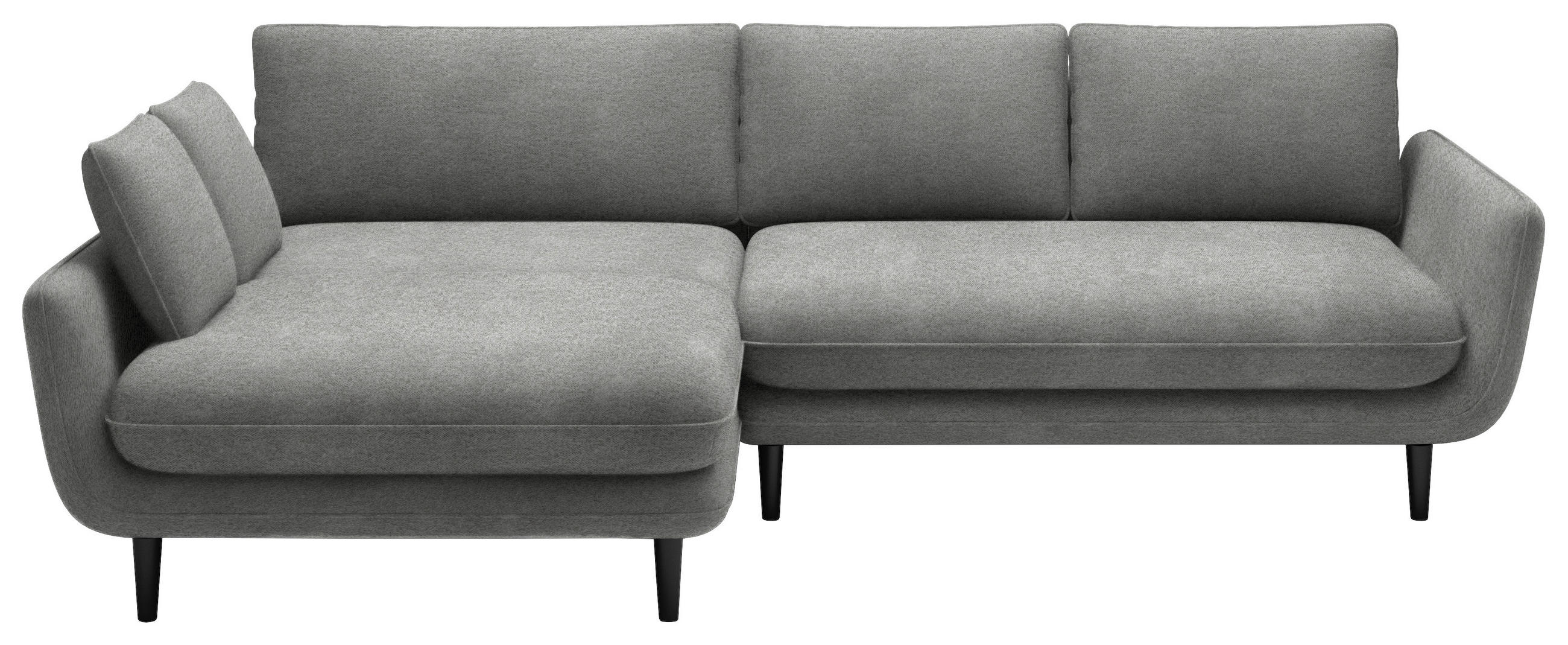 ECKSOFA in Velours Hellgrau  - Hellgrau/Schwarz, Design, Holz/Textil (167/260cm) - Welnova
