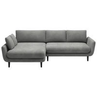 ECKSOFA in Velours Hellgrau  - Hellgrau/Schwarz, Design, Holz/Textil (167/260cm) - Welnova