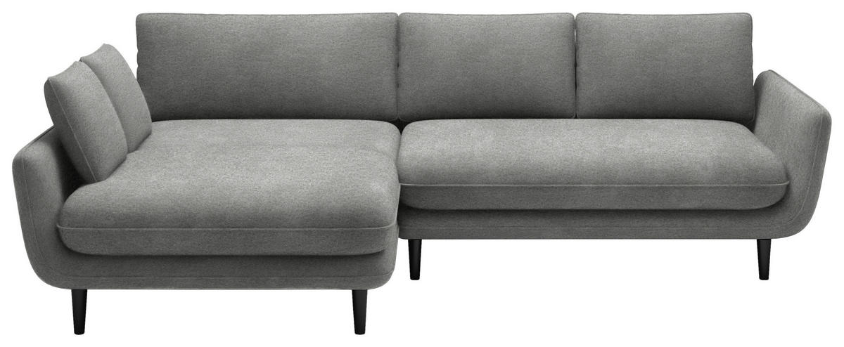 ECKSOFA in Velours Hellgrau  - Hellgrau/Schwarz, Design, Holz/Textil (167/260cm) - Welnova