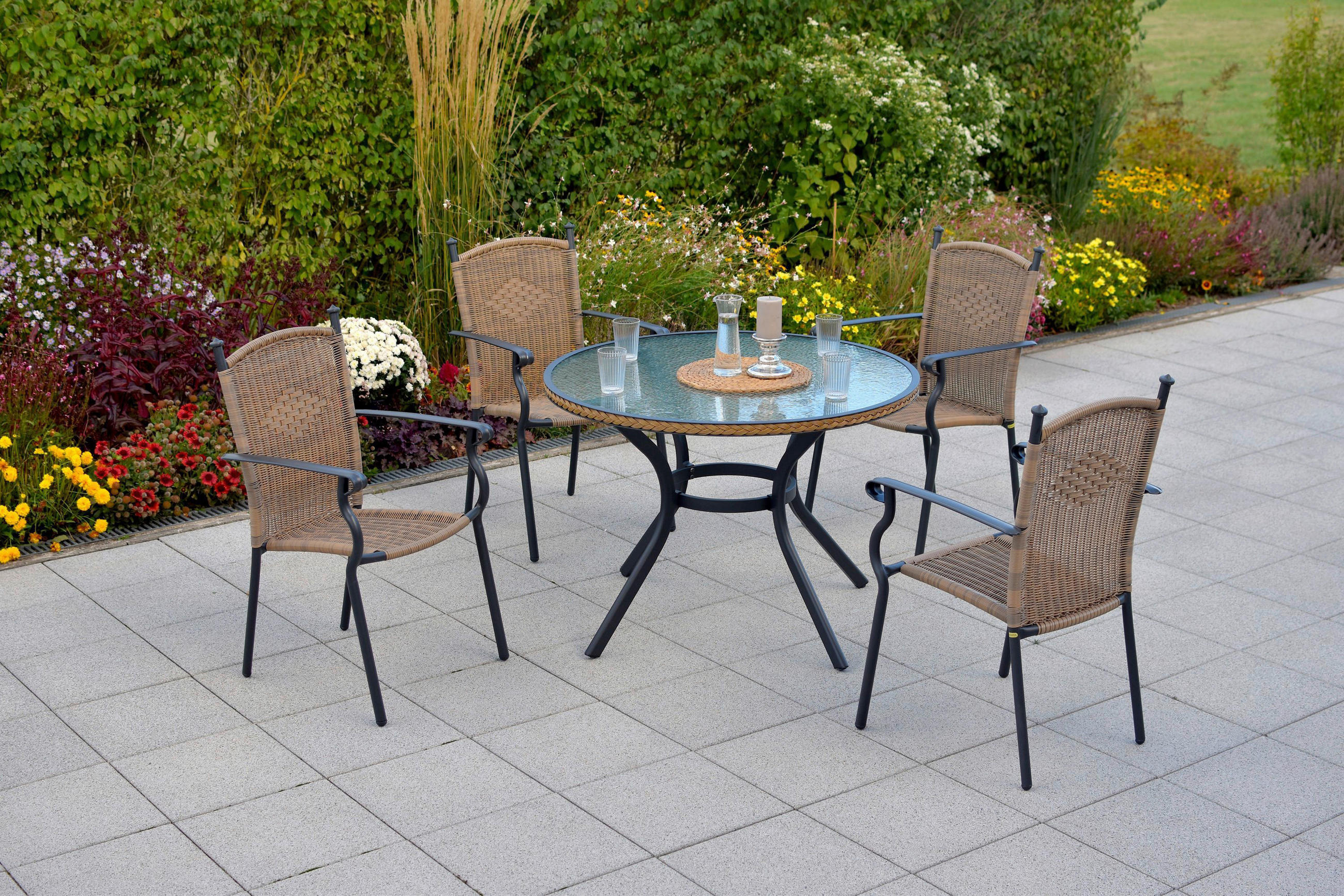 GARTENSET 5-teilig  - Graphitfarben/Naturfarben, MODERN, Kunststoff/Metall - Gardenson