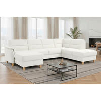WOHNLANDSCHAFT PALMERA E in Echtleder Weiß  - Eichefarben/Weiß, Basics, Leder/Holz (163/308/212cm) - Sit & More
