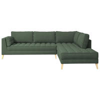ECKSOFA in Bouclé Dunkelgrün  - Dunkelgrün/Naturfarben, Design, Holzwerkstoff/Textil (310/204cm) - MID.YOU