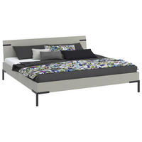 BETT 200/200 cm  in Hellgrau  - Hellgrau/Schwarz, Design, Holzwerkstoff/Metall (200/200cm) - Xora