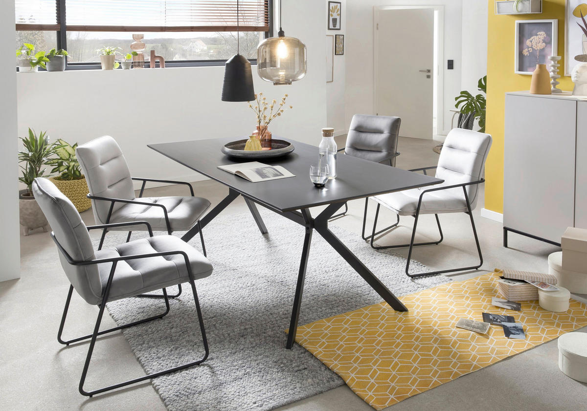 ESSTISCH in Metall, Holzwerkstoff 180/90/75 cm  - Dunkelgrau/Schwarz, Design, Holzwerkstoff/Metall (180/90/75cm) - Livetastic