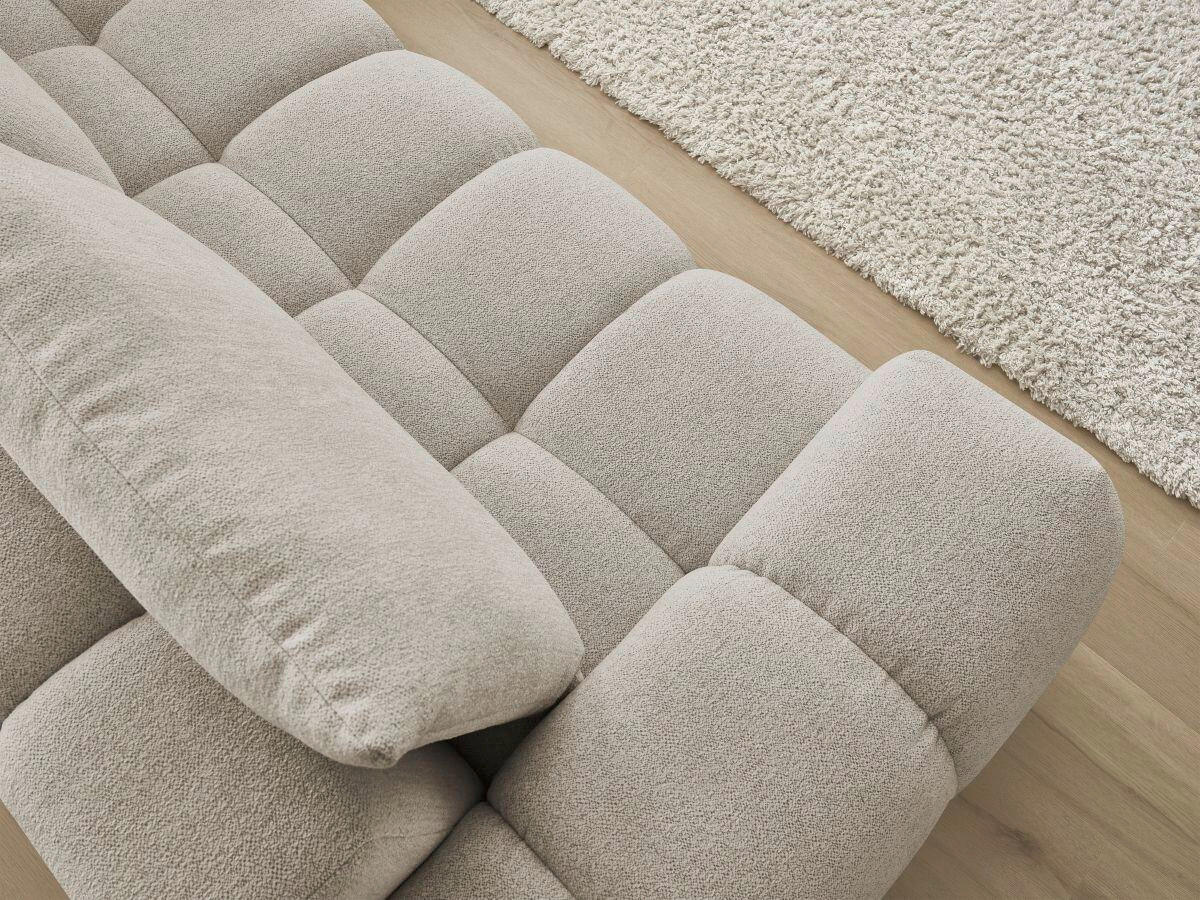 ECKSOFA Ottomane rechts  EVEREST Taupe Flachgewebe  - Taupe/Schwarz, MODERN, Kunststoff/Textil (352/210cm)