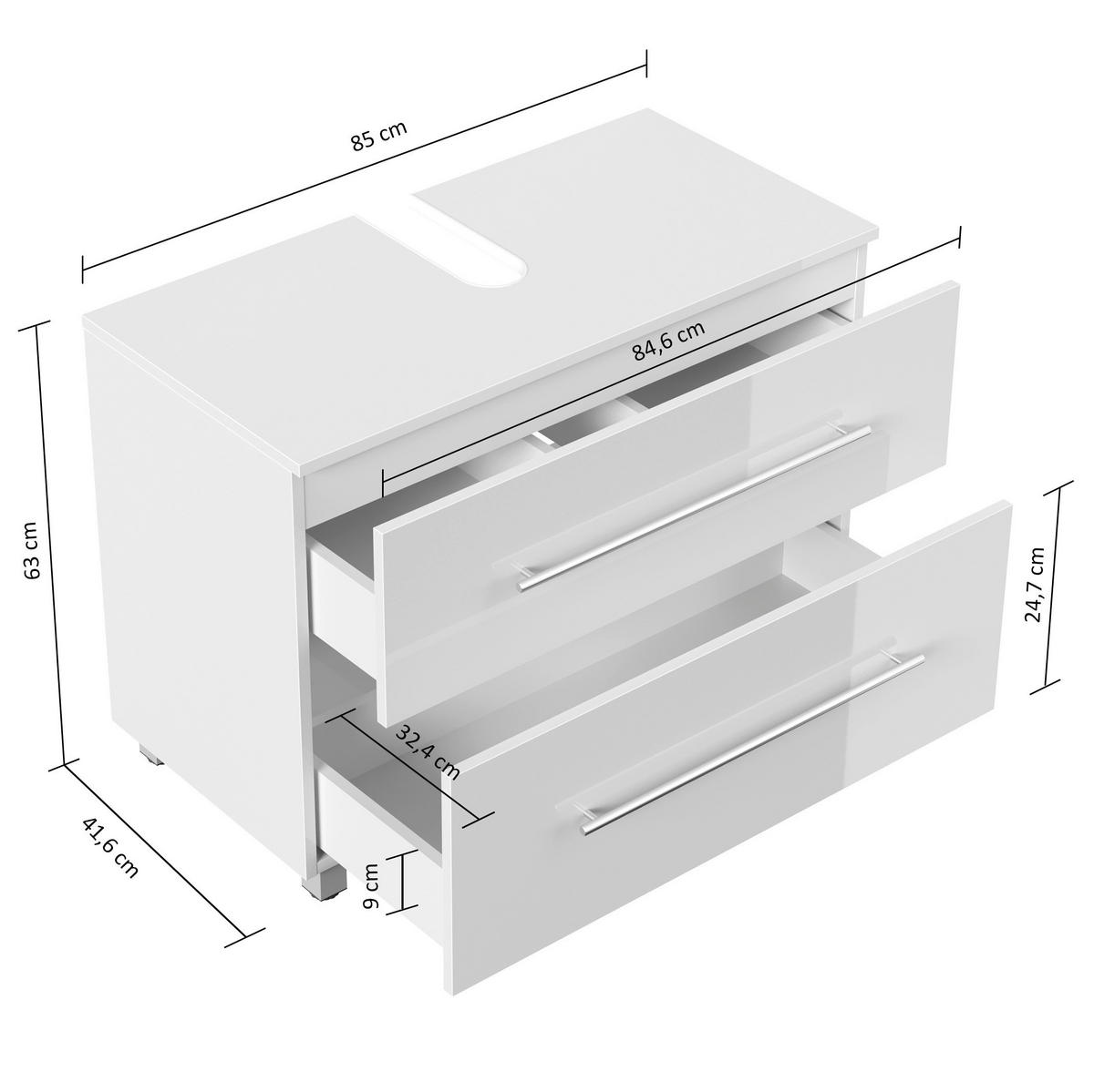 WASCHBECKENUNTERSCHRANK 85/63/41,6 cm  - Silberfarben/Graphitfarben, MODERN, Holzwerkstoff/Metall (85/63/41,6cm) - MID.YOU