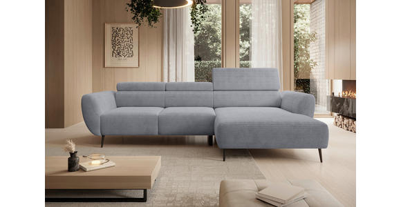 ECKSOFA  in Cord Dunkelgrau  277/174 cm  - Dunkelgrau/Schwarz, KONVENTIONELL, Textil/Metall (277/174cm) - Carryhome