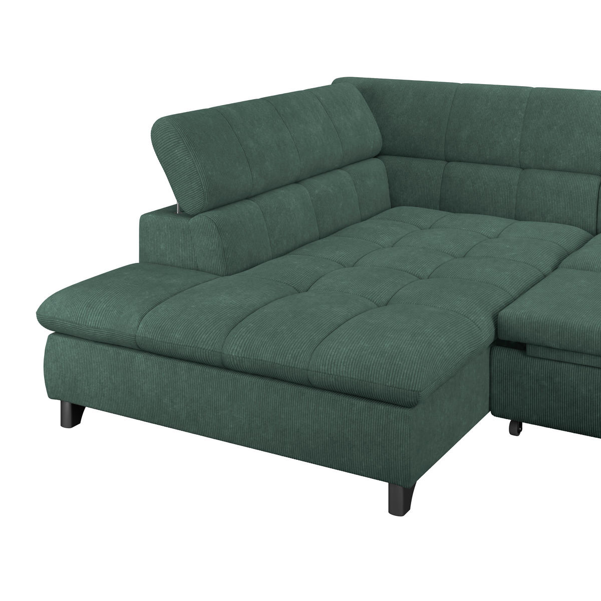 ECKSOFA Waldgrün Chenille  - Waldgrün/Chromfarben, KONVENTIONELL, Textil/Metall (234/312cm) - Livetastic