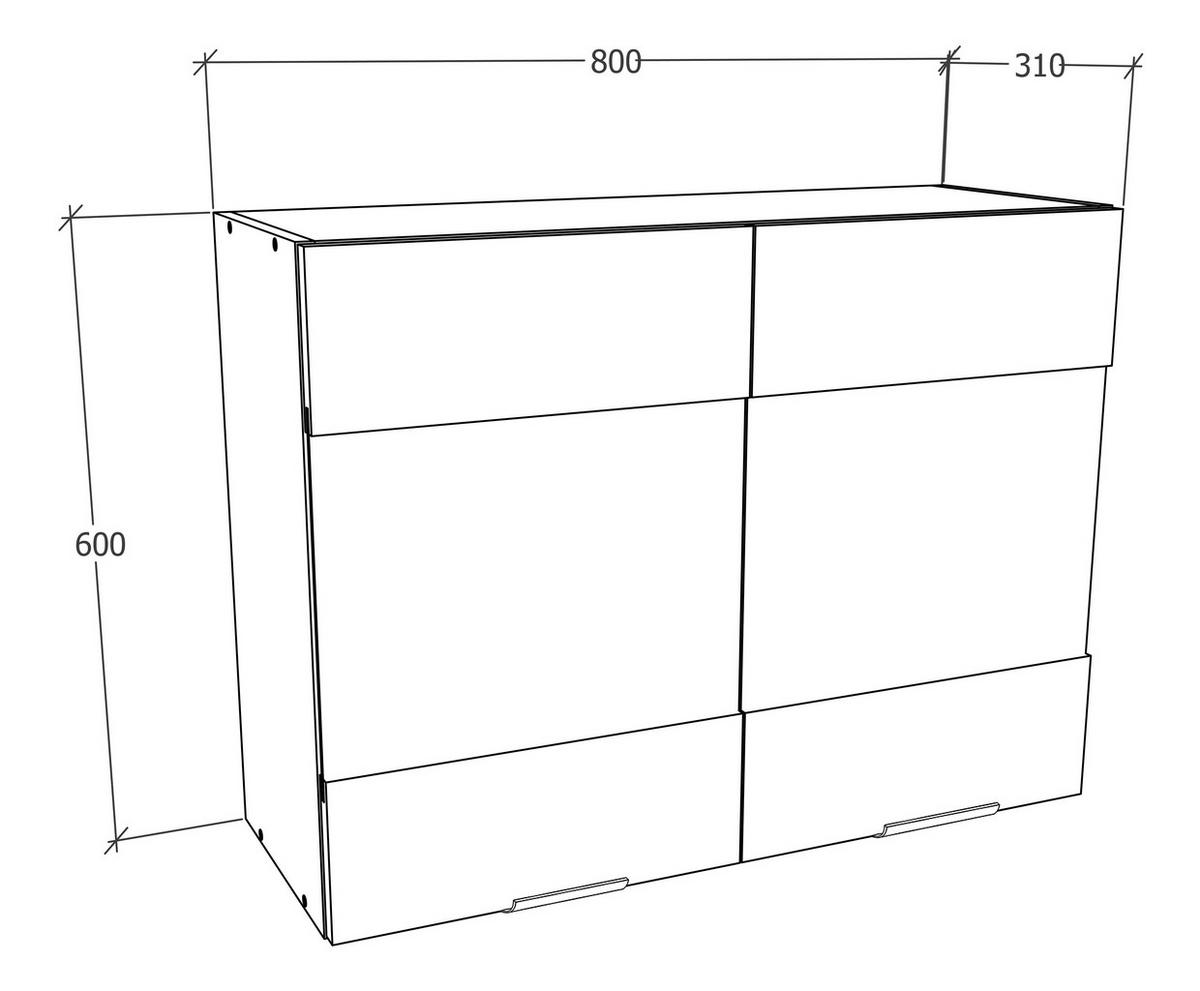 KÜCHENOBERSCHRANK 80/60/31 cm  in Anthrazit, Weiss  - Weiss/Anthrazit, Trend, Glas/Holzwerkstoff (80/60/31cm) - MID.YOU