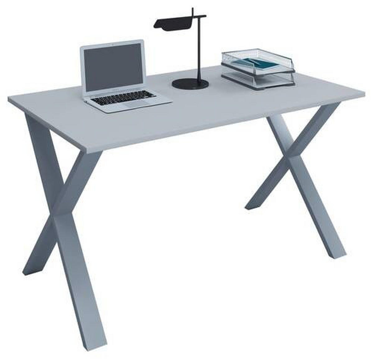 SCHREIBTISCH 140/80/76 cm  in Grau, Silberfarben  - Silberfarben/Grau, Modern, Holzwerkstoff/Metall (140/80/76cm) - MID.YOU