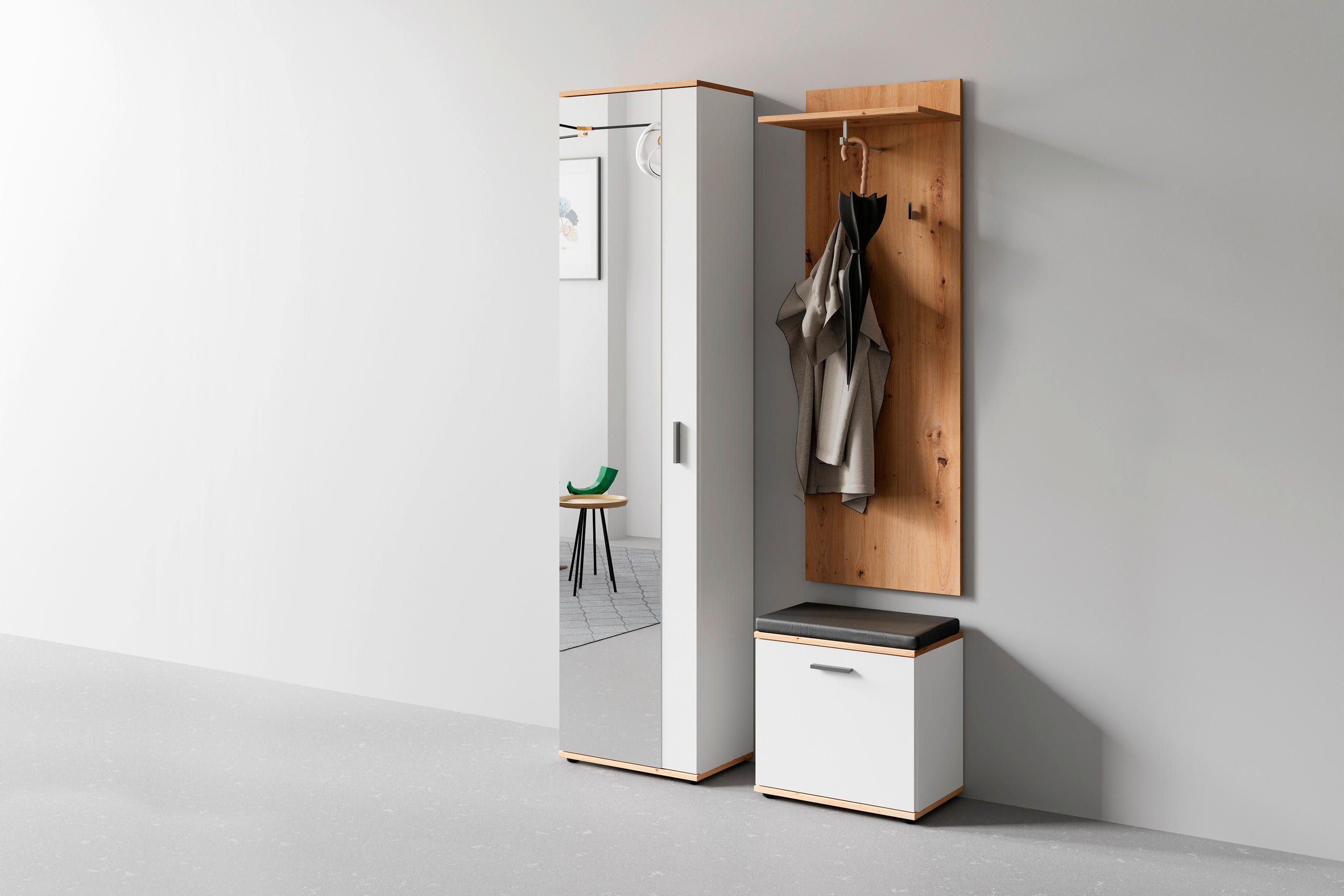 GARDEROBE in 49/196/30 cm - Weiß/Eiche Artisan, Design, Holzwerkstoff (49/196/30cm) - MID.YOU