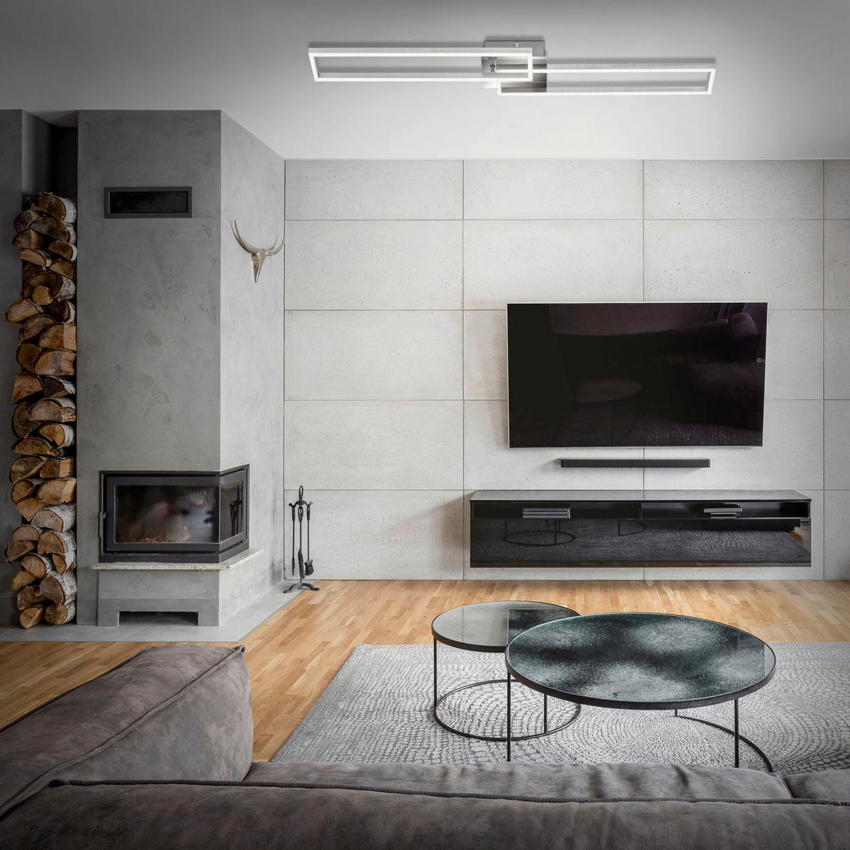 LED-DECKENLEUCHTE 110/25/8 cm   - Silberfarben, Design, Kunststoff/Metall (110/25/8cm)