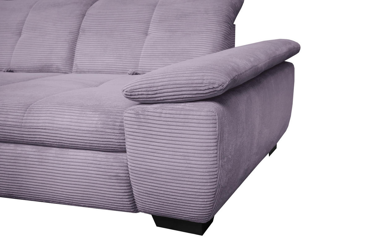 ECKSOFA in Cord Lila  - Lila/Schwarz, Design, Textil/Metall (242/313cm) - Xora
