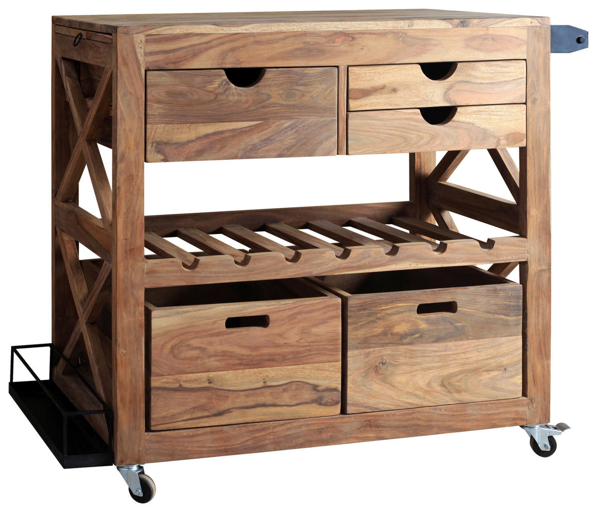 BARWAGEN in massiv Braun  - Braun, ROMANTIK / LANDHAUS, Holz/Kunststoff (97/43/85cm) - Livetastic