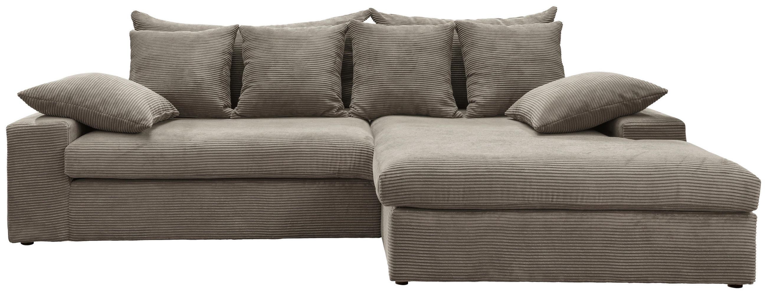ECKSOFA in Cord Graubraun  - Graubraun/Schwarz, Modern, Kunststoff/Textil (278/200cm) - Livetastic