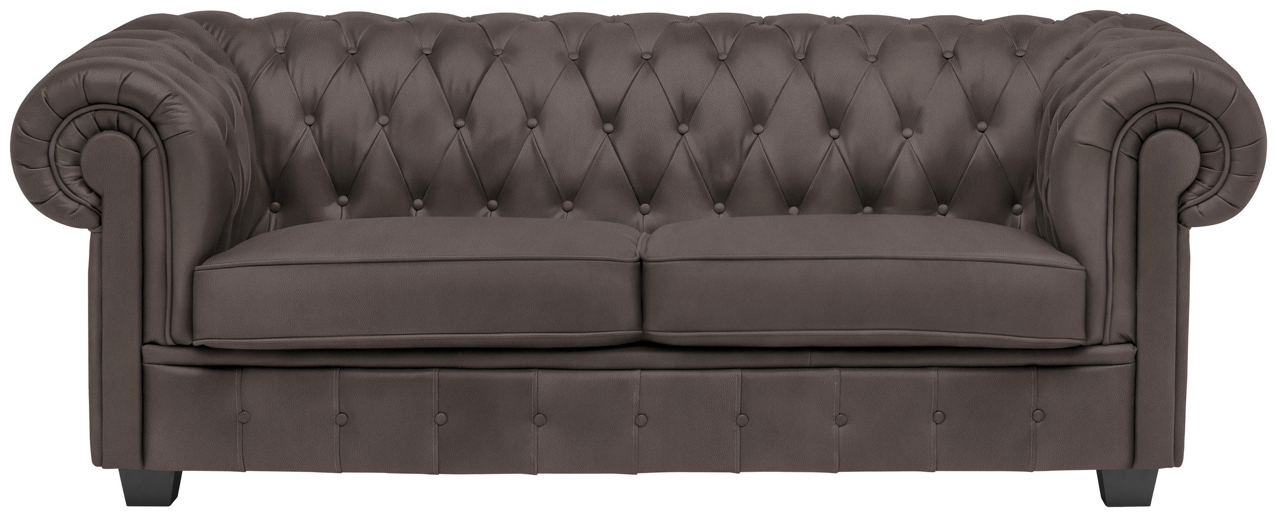 CHESTERFIELD-SOFA in Lederlook Graubraun  - Wengefarben/Graubraun, Lifestyle, Holz/Textil (206/76,5/96cm) - Landscape