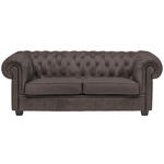 CHESTERFIELD-SOFA in Lederlook Graubraun  - Wengefarben/Graubraun, LIFESTYLE, Holz/Textil (206/76,5/96cm) - Landscape