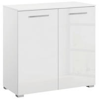 KOMMODE 80/81/42 cm Weiss, Weiss Hochglanz  - Weiss Hochglanz/Chromfarben, Design, Holzwerkstoff/Kunststoff (80/81/42cm) - Novel
