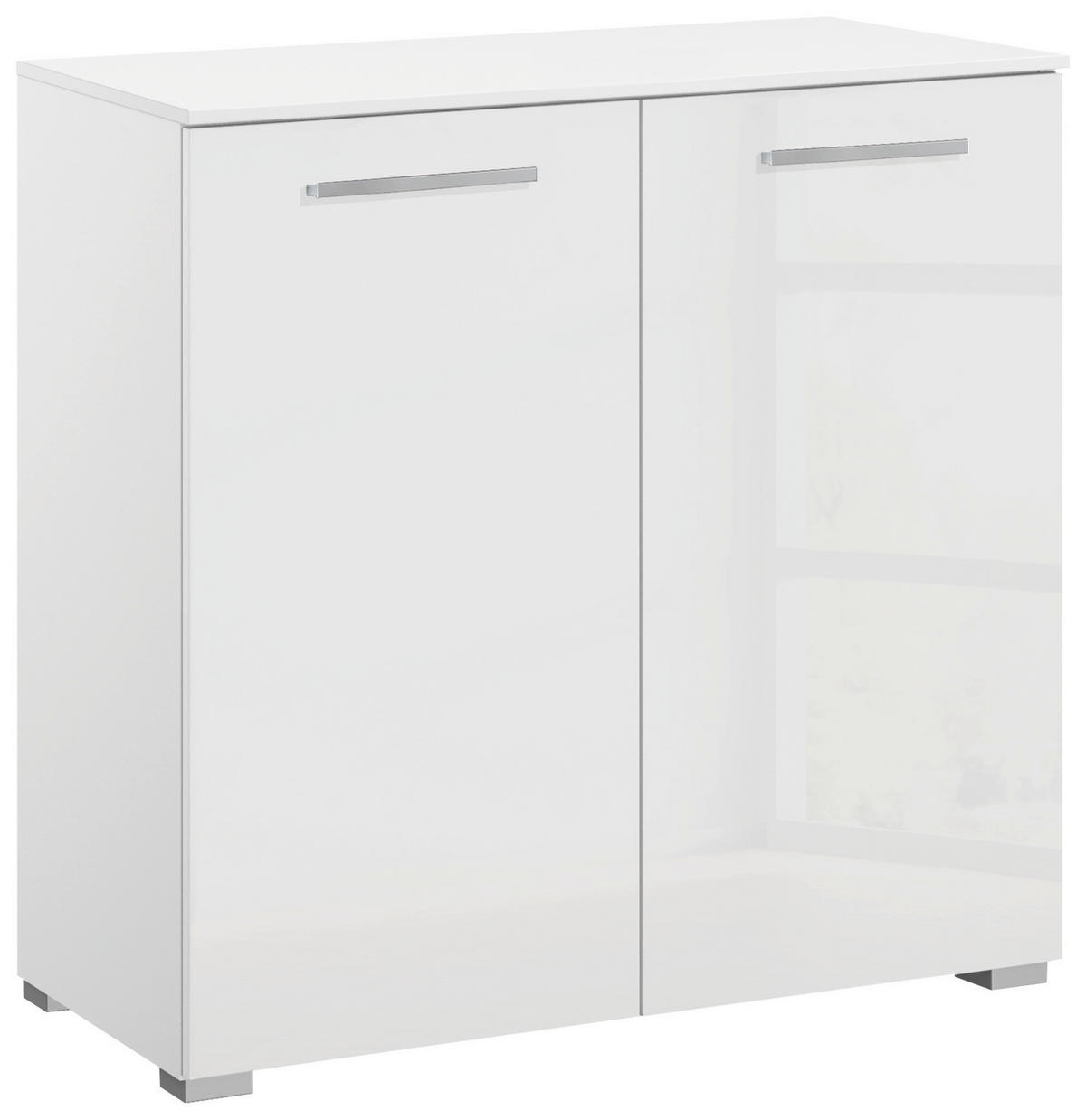 KOMMODE 80/81/42 cm Weiss, Weiss Hochglanz  - Weiss Hochglanz/Chromfarben, Design, Holzwerkstoff/Kunststoff (80/81/42cm) - Novel