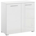 KOMMODE  in 80/81/42 cm  - Chromfarben/Weiß Hochglanz, Design, Holzwerkstoff/Kunststoff (80/81/42cm) - Novel