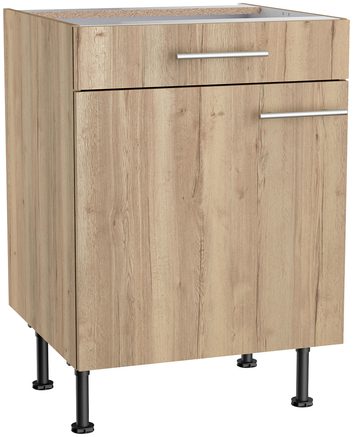 ECKKÜCHE 270/200 cm  in Eichefarben  - Edelstahlfarben/Eichefarben, Basics, Holzwerkstoff/Metall (270/200cm) - Optifit