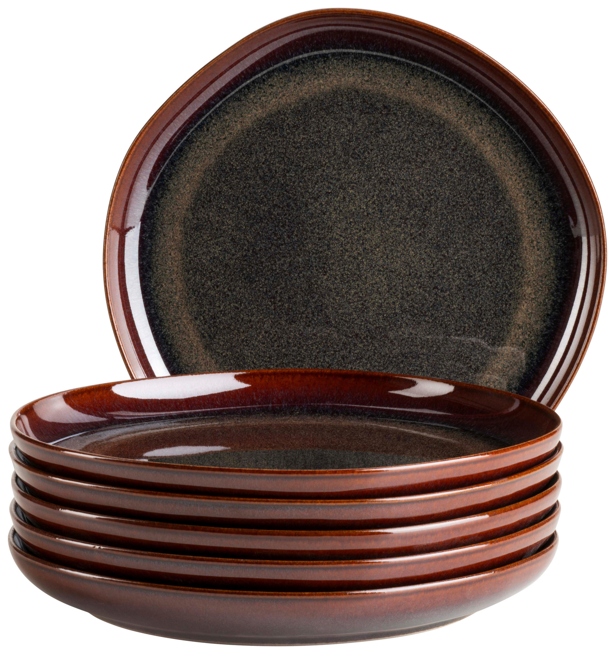 DESSERTTELLERSET Cordelia 6-teilig  - Rot/Braun, Trend, Keramik (22cm) - Mäser