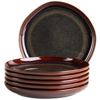 DESSERTTELLERSET Braun, Rot 6-teilig 22 cm Cordelia  - Rot/Braun, Trend, Keramik (22cm) - Mäser