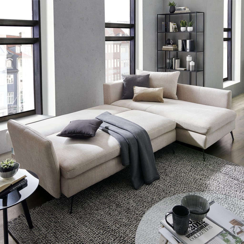 Thumbnail - Stylife Ecksofa, Schwarz, Textil, 4-Sitzer, Füllung: Schaumstoff, Ottomane rechts, L-Form, 282x182 cm, Stoffauswahl, sei...