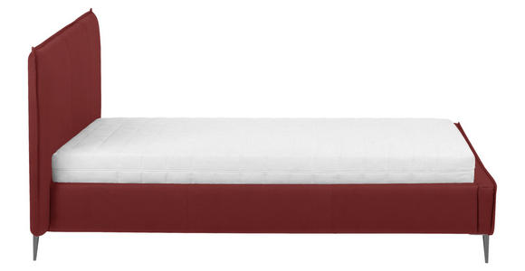 POLSTERBETT 200/200 cm,  in Rot, gepolstertes Kopfteil, Lattenrost, Bettkasten,  - Rot/Schwarzchrom, KONVENTIONELL, Leder/Holz (200/200cm) - Esposa
