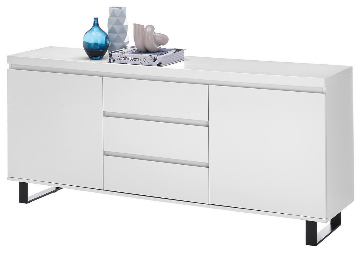SIDEBOARD Austin  in 166/74/40 cm  - Schwarz/Weiß, Basics, Holzwerkstoff/Metall (166/74/40cm)