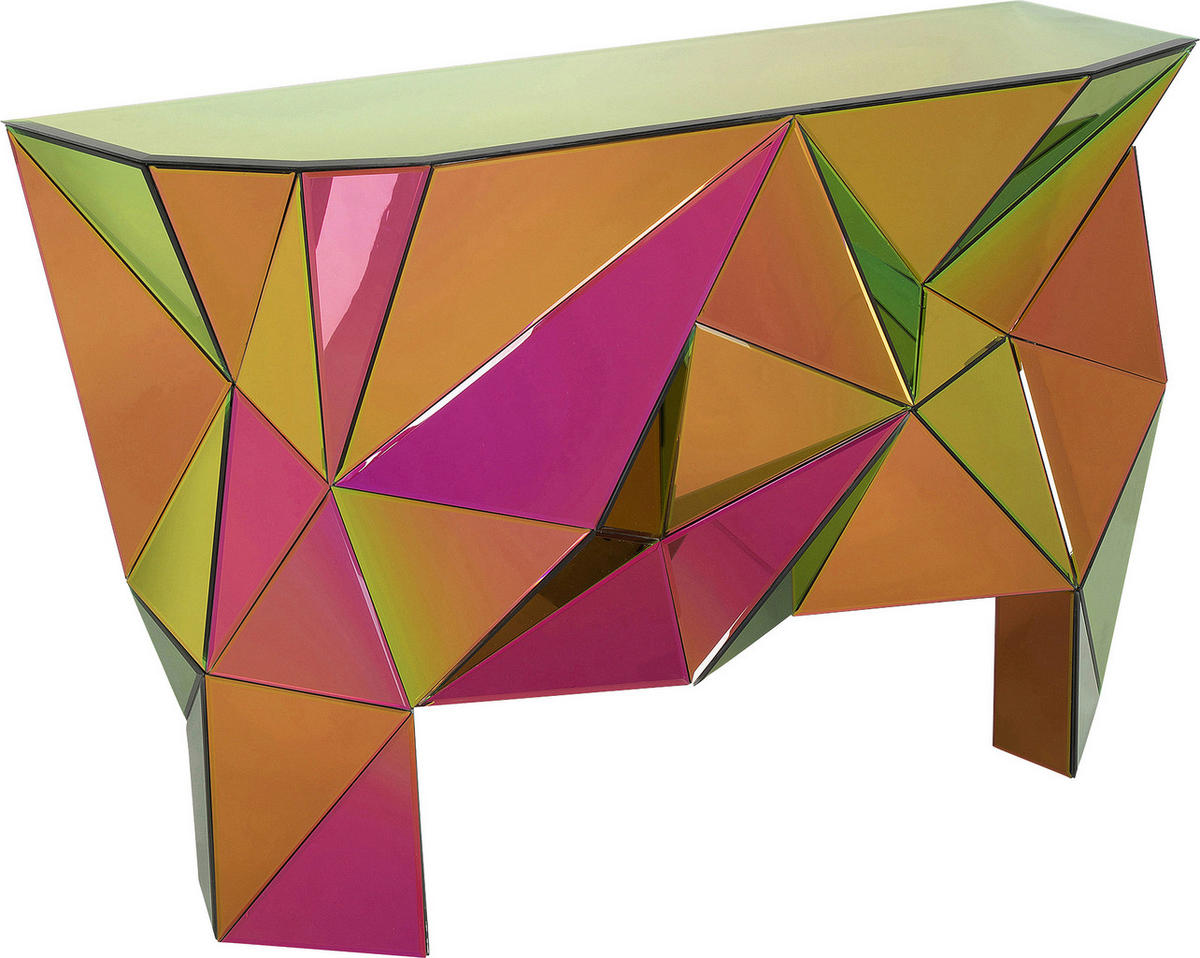 KONSOLE Eukalyptusholz Orange, Pink  - Pink/Orange, Design, Glas/Holz (127/81/39cm) - Kare-Design