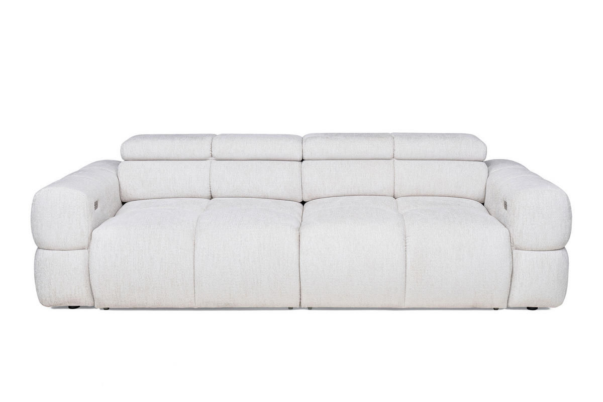 BIGSOFA Chenille Weiß  - Schwarz/Weiß, Design, Kunststoff/Textil (230/76-103/119cm) - Welnova