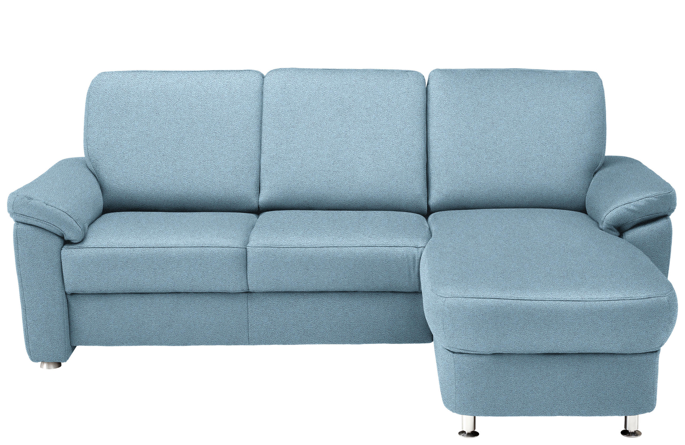 ECKSOFA in Webstoff Hellblau  - Chromfarben/Hellblau, Konventionell, Textil/Metall (220/163cm) - Beldomo System