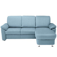 ECKSOFA in Webstoff Hellblau  - Chromfarben/Hellblau, Konventionell, Textil/Metall (220/163cm) - Beldomo System