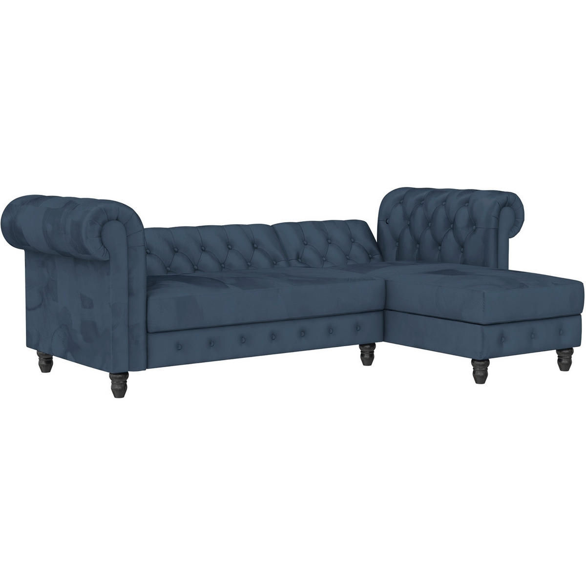 ECKSOFA FIRENZE in Velours Blau  - Blau/Schwarz, Basics, Holz/Textil (241/154cm) - Livetastic