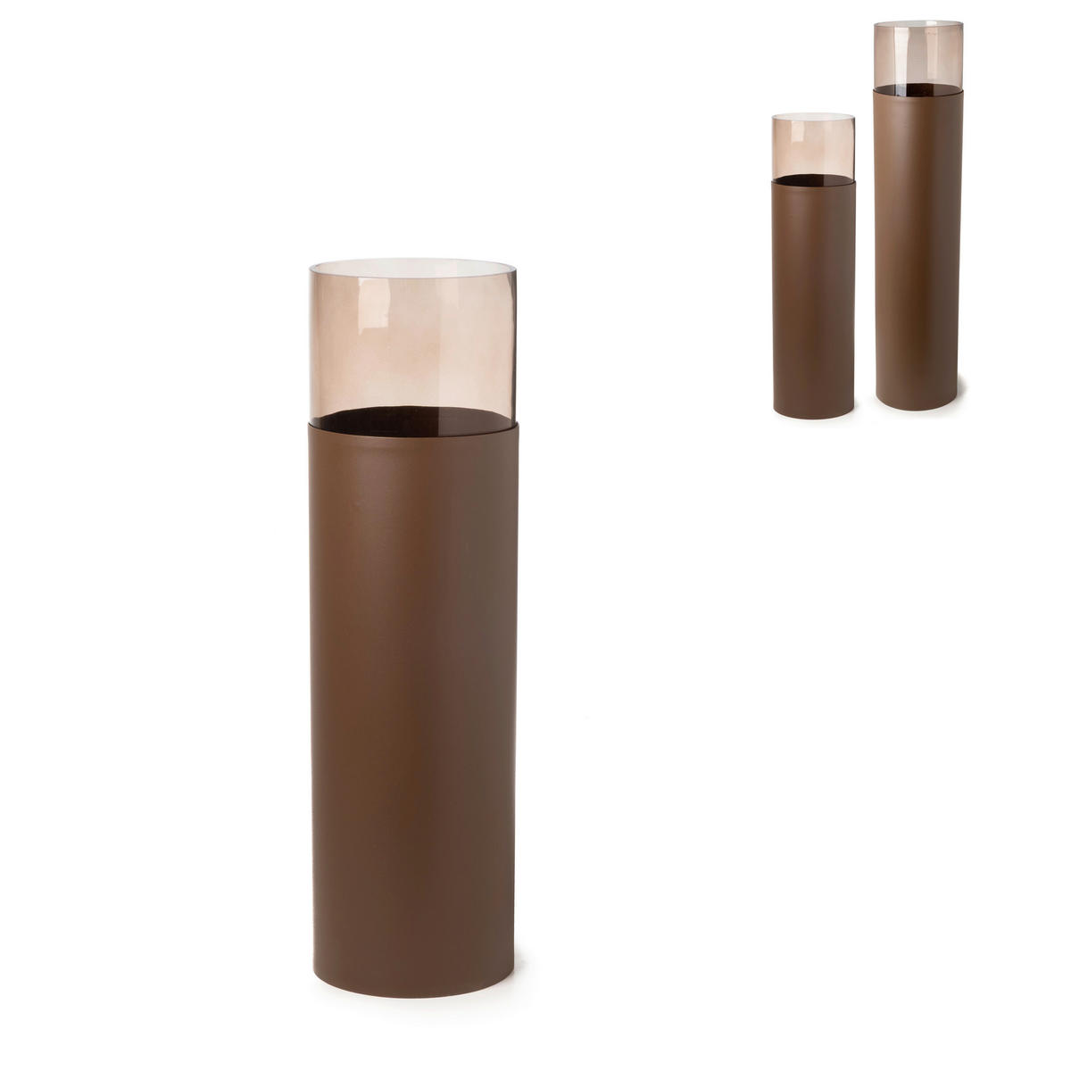 WINDLICHT - Braun, LIFESTYLE, Glas/Metall (21cm)