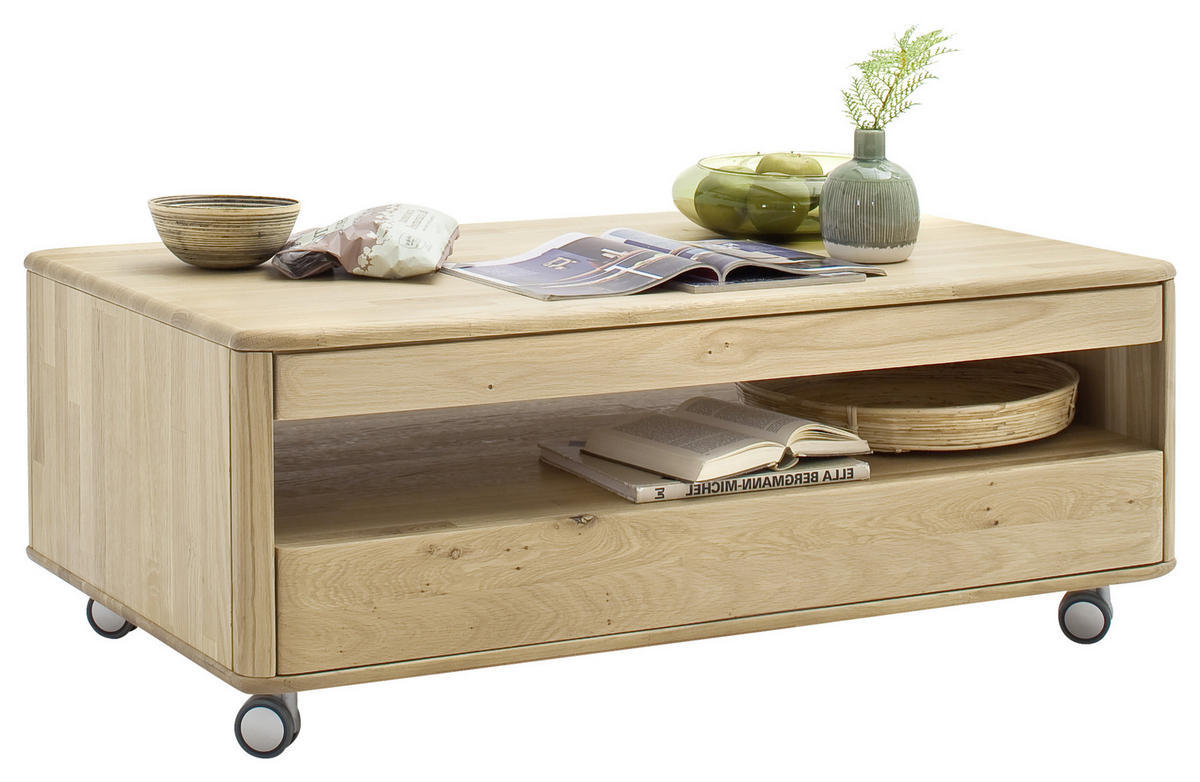 COUCHTISCH in Holz 115/70/45 cm  - Eiche Bianco/Silberfarben, Design, Holz/Kunststoff (115/70/45cm) - Livetastic