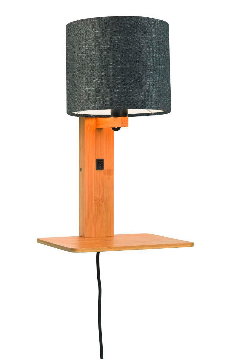 VÄGGLAMPA GOOD&MOJO  19/24/36 cm   - mörkgrå/naturfärgad, Trend, trä/textil (19/24/36cm) - Good & Mojo