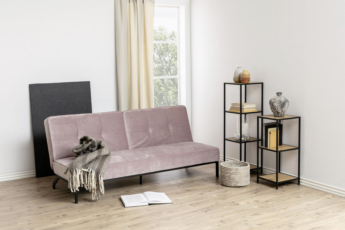 SCHLAFSOFA in Textil Rosa  - Schwarz/Rosa, Trend, Textil/Metall (198/87/95cm) - MID.YOU