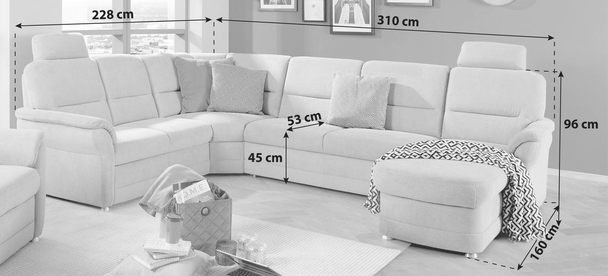 WOHNLANDSCHAFT in Silberfarben  - Silberfarben, Modern, Holz/Holzwerkstoff (228/310/160cm) - Livetastic