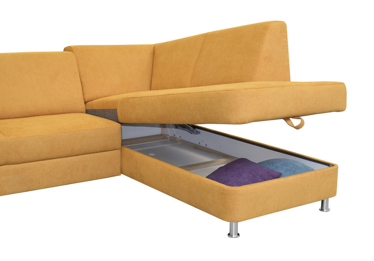 ECKSOFA in Chenille Gelb  248/198 cm  - Chromfarben/Gelb, Design, Kunststoff/Textil (248/198cm) - Xora