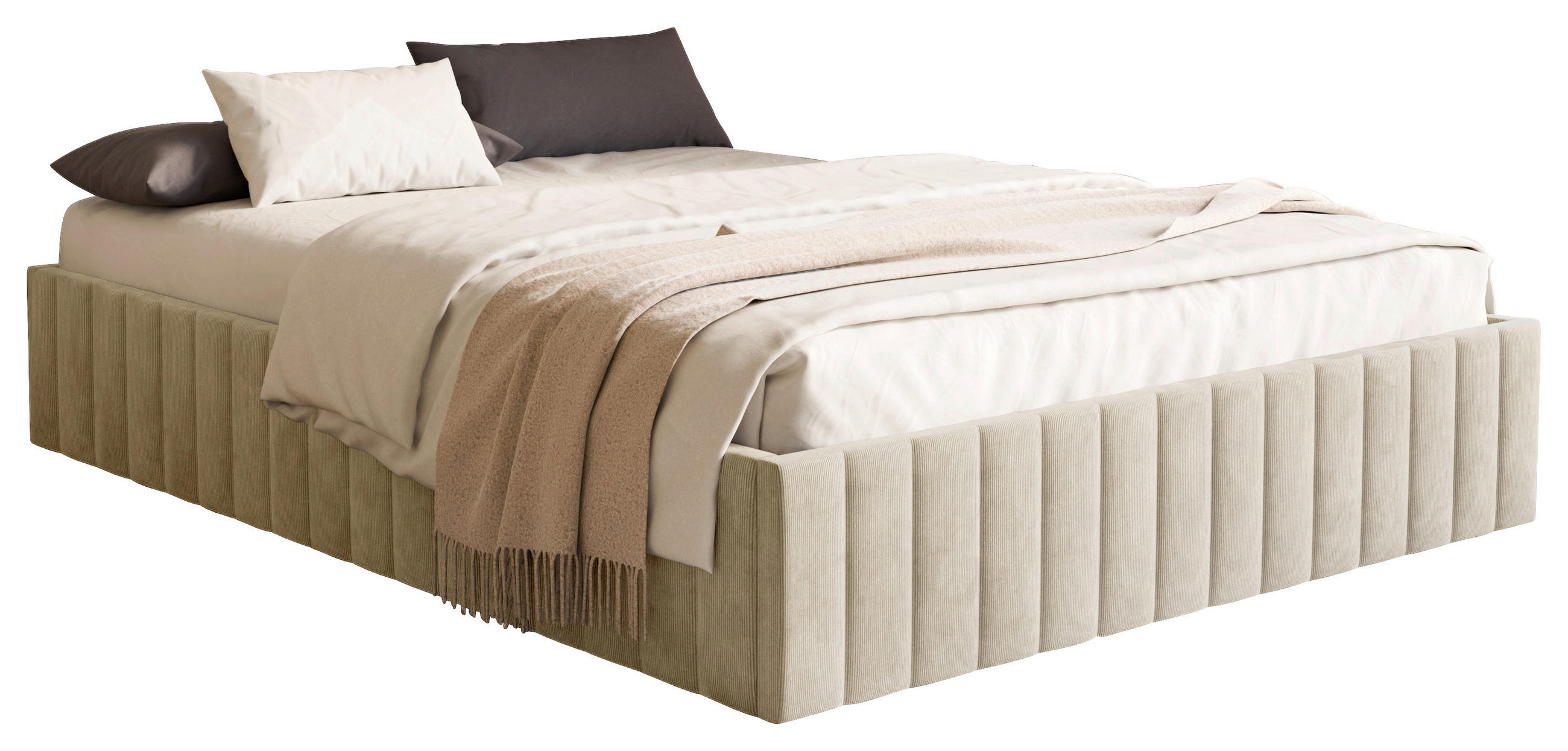 POLSTERBETT Lattenrost, Bettkasten 180/200 cm  in Beige  - Beige/Schwarz, Design, Holz/Textil (180/200cm) - Boxxx