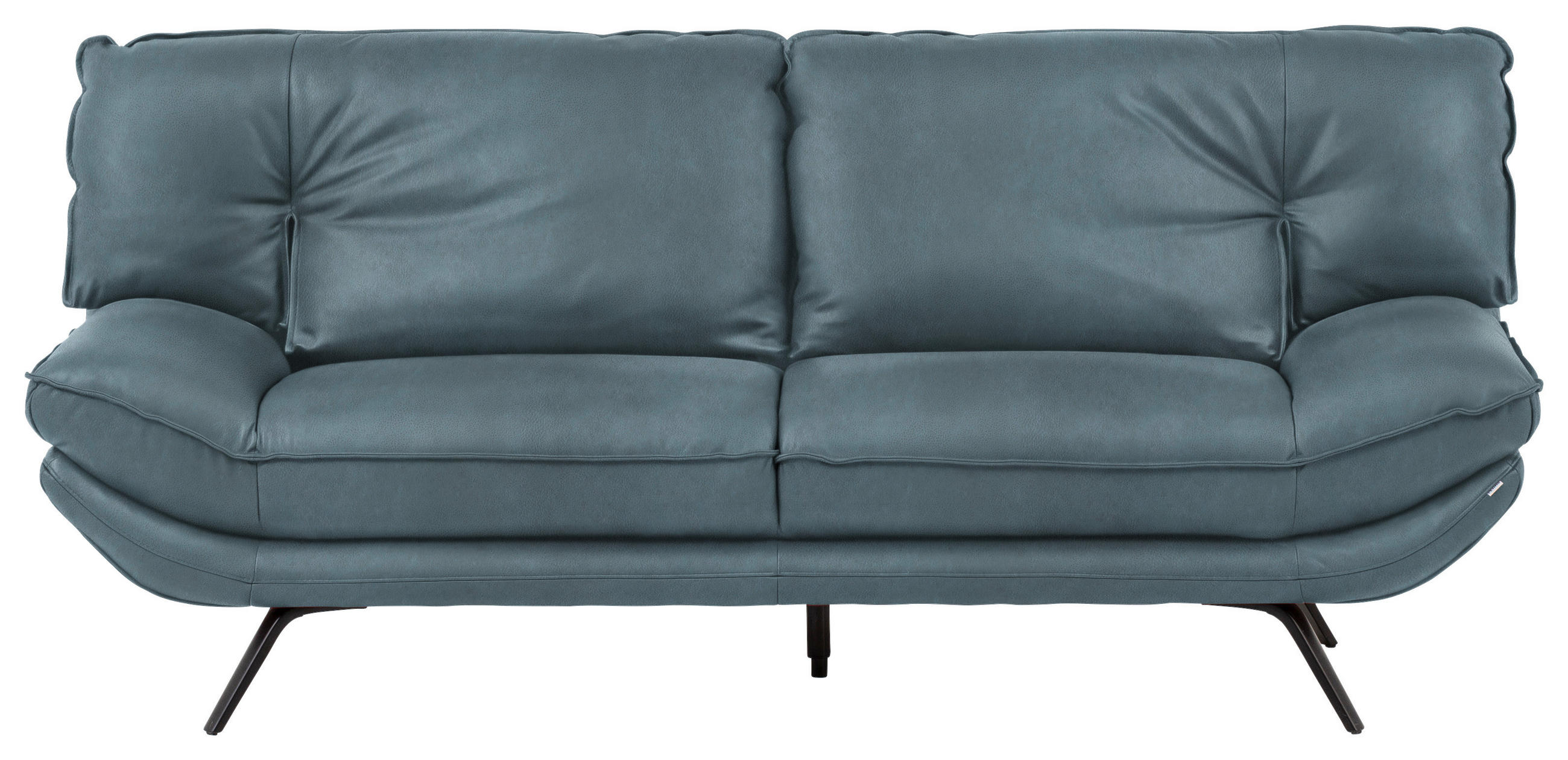 2,5-SITZER in Echtleder Blau  - Blau/Schwarz, Design, Leder/Metall (206/94/95cm) - Celina