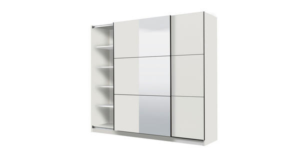 SCHWEBETÜRENSCHRANK 236,5/210/62,5 cm 2-türig Weiß - Schwarz/Weiß, Basics, Glas/Holzwerkstoff (236,5/210/62,5cm) - Xora