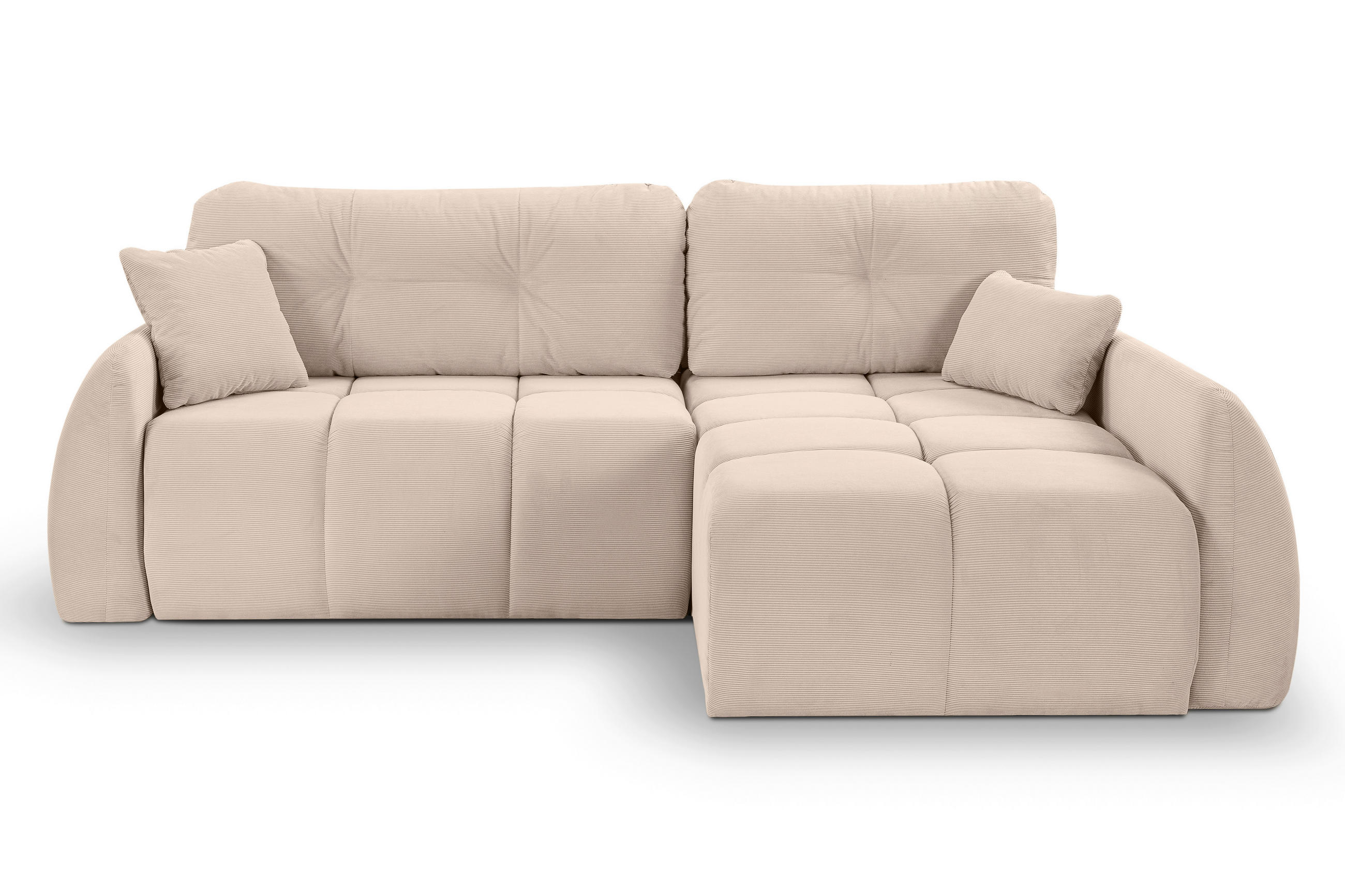 ECKSOFA Beige Cord  - Beige/Schwarz, Basics, Kunststoff/Textil (255/155cm) - MID.YOU