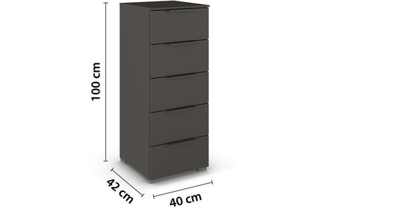 KOMMODE 40/100/42 cm in Graphitfarben - Graphitfarben/Alufarben, Trend, Holzwerkstoff/Metall (40/100/42cm) - Novel