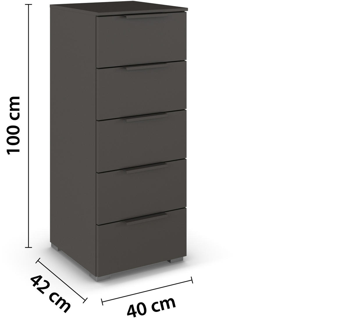 KOMMODE  in 40/100/42 cm  - Graphitfarben/Alufarben, Trend, Holzwerkstoff/Metall (40/100/42cm) - Novel
