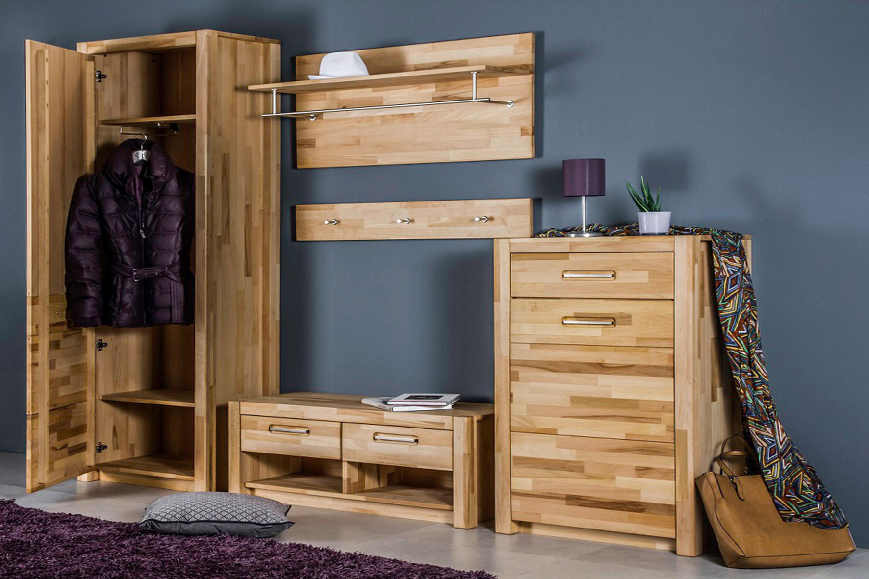 GARDEROBENPANEEL  in 100/105/27 cm  - Buchefarben, KONVENTIONELL, Holz (100/105/27cm) - Hom`in