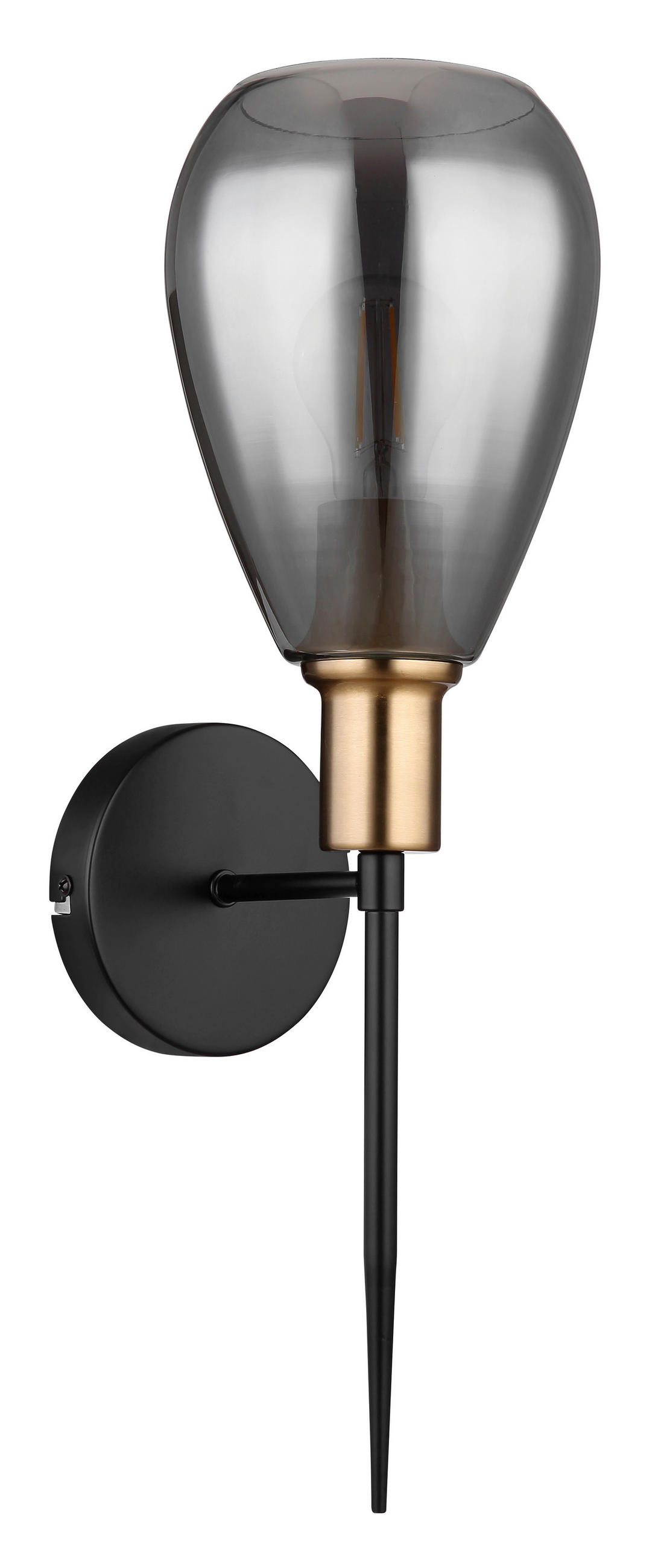 STENSKA SVETILKA  Fanni ///230 V/E27 - siva/črna, Design, kovina/steklo (15/19/48cm) - Globo